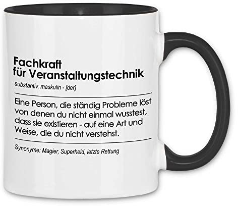 wowshirt Tasse Geschenk für Fachkraft für Veranstaltungstechnik Definition Geburtstag Weihnachten, Farbe:White - Black