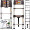 Extension Ladder 12.5ft Telescoping Folding 13 Steps Multi-Purpose Ladder Heavy Duty Stainless Steel for RV Home Loft Office, 330lb Load Capacity EN131