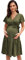 KOJOOIN Robe de maternité pour Femme Robe d'allaitement à col en V Robes de maternité décontractées à Volants Vert armée (Manches Courtes) M