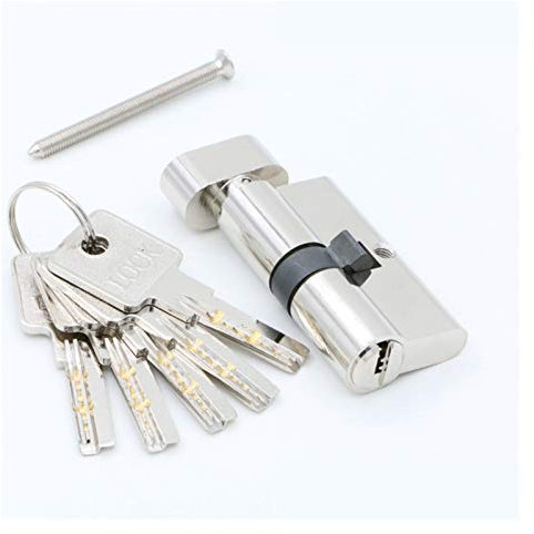 Zylinderschloss Türzylinder 55 60 65 70 75 80 85 90mm Sicherheit Kupferschloss Zylinder Innenraum Schlafzimmer lebende Messing Schlüsselverriegelung (Color : DC 90MM, Size : Cylinder with 5keys)