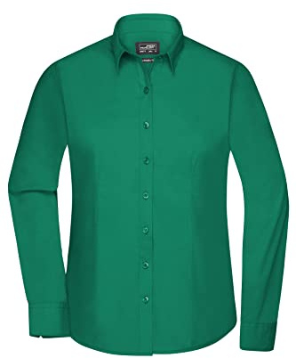 James & Nicholson Damenbluse Poplin Langarm - Taillierte Bluse in pflegeleichtem Materialmix
