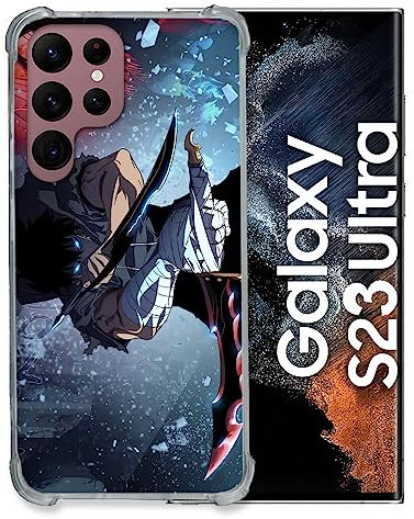 Cokitec Schutzhülle aus Hartglas für Samsung Galaxy S23 Ultra Manga Solo Leveling Sung Schwert