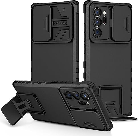 Funda Samsung Galaxy Note 20 Ultra, Carcasa Protección Deslizante para la Cámara, con 360 Grados Full Body Anti-Shock Anti-arañazos Case Protector Bumper Silicona y Armor Soporte Carcasa, Negro