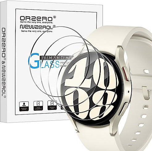 NEWZEROL 4 Stück Schutzfolie Kompatibel für Samsung Galaxy Watch 6/7 40mm Displayschutzfolie aus 9H Glas (Durchmesser 37mm), 2.5D Arc Edges, Anti-Kratzer Blasenfrei Schutzglas