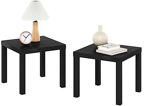 Furinno Classic Homey Quadratischer Beistelltisch, 2er-Set, Schwarz