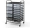 COSTWAY 15 Drawers Storage Trolley, Home Office Stationary Rolling Cart with 4 Wheels, Multipurpose Mobile Organiser Shelving Unit for Makeup Beauty Salon (Gradient Black with Black Frame)