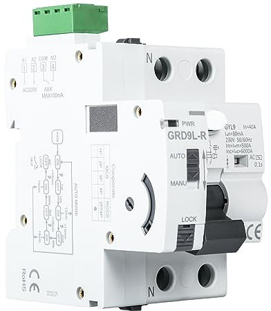 Jadeshay Interruttore Automatico, Interruttore Automatico di Richiusura GRD9L-R RCCB Interruttore Automatico del Dispositivo di Richiusura 40A 30mA Smart Breaker Tipo AC (2P)