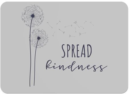 Platzsets, weich, Unterseite aus Kork, Platzdeckchen, grau, Spread Kindness, Pflanzen, Blumen, Wiese, Dandelion, groß, 39,5 x 28,5 cm, 4 Stück