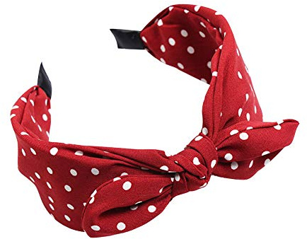 Haarreifen mit süßem Punktemuster, Schleife, Haarreif, Haarschmuck, gepunktet, Vintage-Hasenohren, für Alltag und Büro, Rot
