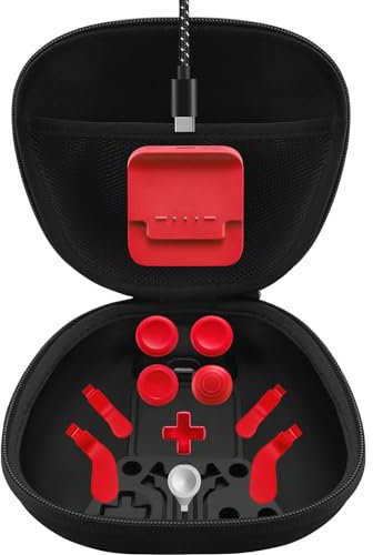 Complete Component Pack for Xbox Elite Controller Series 2 - Accessories Include 1 Carrying Case, 1 Charging Dock, 4 Thumbsticks, 4 Paddles, 1 Dpad, 1 Charging Cord and 1 Adjustment Tool(Red)