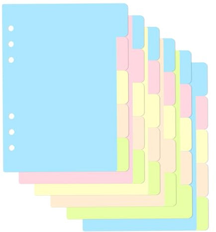 hocadon 30 Blätter A5 Trennblätter 6 Loch Register A5 Ringbuch Ringbuch-Register Trennblätter für Ordner für Ringbuch, Planer, Notizbuch(21x14cm)