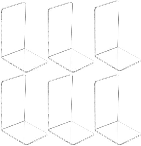 OneNine Buchstützen-Set, 6 Stück Durchsichtige Acryl Buchständer, Buchständer Prospektständer Buchaufsteller Acrylaufsteller, Staffelei Aufsteller Ständer zum Anzeigen von Fotos, Büchern, Musik
