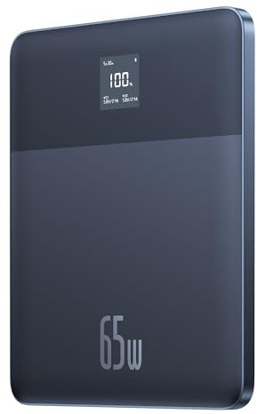 Baseus Power Bank, 65W Power Bank Thin 12000 mAh mit App-Steuerung und LED-Anzeige, schnell ladendes tragbares Ladegerät für iPhone 15 14-Serie, Samsung, iPad, MacBook, Switch, Steam Deck, Blau