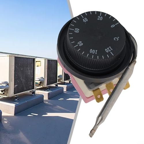 Termostato mecánico, termostato integrado de 0 a 120 °C, termostato de perilla de controlador de temperatura, 35 x 45 x 36 mm, diferencia de conmutación 2±1 °C