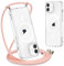 Yoedge Handykette für iPhone 12 / iPhone 12 Pro Hülle mit Band 6,1, Transparente Magnetisch Handyhülle Kompatibel mit MagSafe, Dünn Silikon TPU Stoßfest Schutzhülle mit Kordel zum Umhängen, Roségold