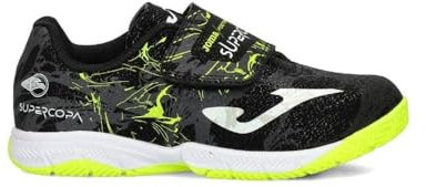 Joma Zapatillas FÚTBOL Sala Junior Super Copa JR 2401. BLck. (Negro, Sistema Tallas Calzado EU, Niño (2-5 años), Números, Mediano, 30)