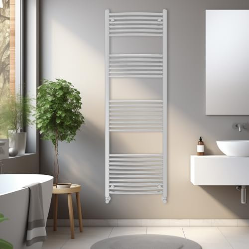 Blümme Heated Towel Rail Bathroom Ladder Radiator Curved 1800 x 600mm Central Heating Towel Radiator Warmer Chrome