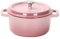 QTANZIQI Enameled Cast Iron Dutch Oven with Lid - 2.45 Quart Enamel Coated Cookware Pot, Long-Lasting, Naturally Non-Stick Enamel Dutch Oven Pink 22cm