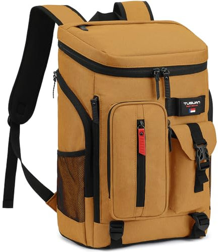 TUGUAN Mochila Nevera Isotérmica 30 litros Mochila Termica Antifugas, Ligera, para el Trabajo, Portátil, Bolsa Térmica con Compartimento para Picnic, Camping, Playa, Marrón