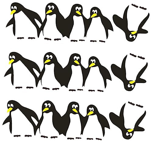 ULDIGI 3 Stück Pvc Pinguin Kühlschrankaufkleber und Wanddekoration mit Glatter Oberfläche Selbstklebend Einfach Anzubringen und Entfernen für Küche und Büro