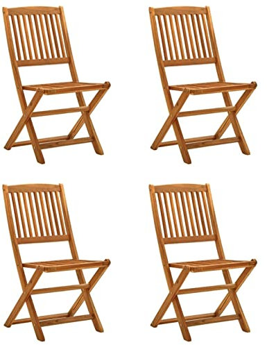Esszimmerstuhl aus Holz, klappbar, Gartenstühle, 4 Stück, massives Eukalyptusholz, faltbar, Esszimmerstuhl-Set, Outdoor, Terrasse, faltbarer Esszimmerstuhl