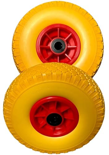 KOVA® 2x Sackkarrenrad Pannensicher PU Vollgummi Ø 260 mm für 2cm Ø Achse 3.00-4 Sackkarren Bollerwagen Rad Ersatzrad Reifen Räder für Sackkarre Vollgummireifen Bollerwagenrad Sackkarrenräder, G/R, W