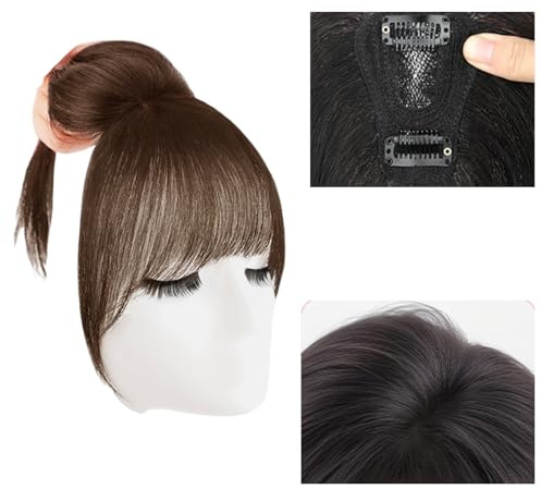 Xytraiihw Marrón,10 Inch, Extensiones De Cabello con Clip para Mujeres, Extensiones De Cabello con Flequillo con Clip, Pieza De Cabello con Flequillo Frontal, Horquilla Invisible para Uso Diario