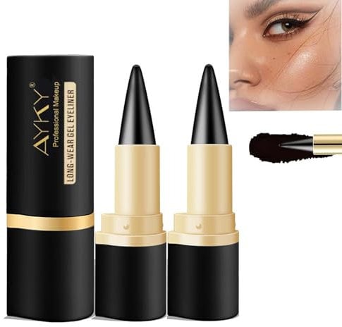 SHUOHONG 2 Stück Matte Schnell Trocknender Eyeliner Wasserfest, Waterproof Kajalstift Schwarz, Schnell Trocknendes Eyeliner Stift, für Ein Alltägliches Anhaltend Augen Make Up (Schwarz)