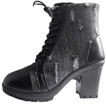 EJIMUQO Regali Natale Stivaletti Comodi Donna Con Tacco Stivali Bikers Donna Invernali Scarpe Stivaletto Donna Pelle Stivaletto Bambina 33 Stivali Camoscio Tacco Alto