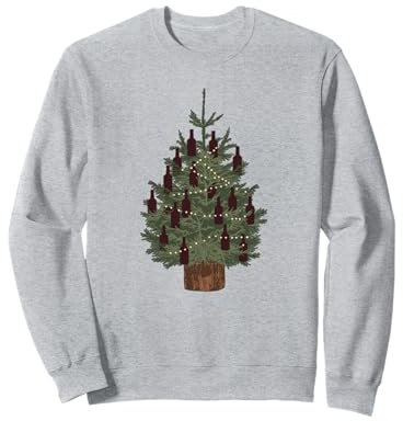 Vintage Christmas Tree Decorated with Wine Bottles Sweatshirt