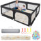 Sour Lemon Baby Playpen with Mat, 180x200cm playpen for Baby and Toddlers with Baby Play Mat, Extra Large Baby Playpen, Kids Play Pen Baby Fence Big Playpen with Storage Bag Including 50 Ball Pit