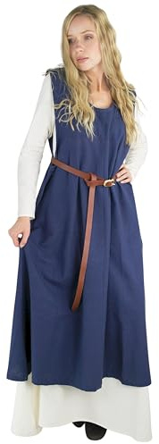 Leonardo Carbone® Damen Überkleid Gerda | Ärmellos | Weiter Armausschnitt | Karneval, Halloween, Cosplay, LARP, Mittelalter, Kostüm, Kleid, Baumwolle | 100% Baumwolle