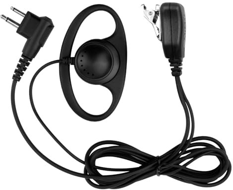 2-Pin Radio Earpiece for Motorola CP040 DP1400 GP300 GP88 GP68 CT150 Two Way Radio Walkie Talkie Headset D-Shape Security Earpiece with Inline PTT Mic for Bodyguard, Police