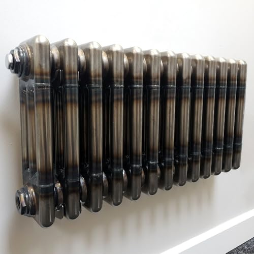 Lux Heat Bare Metal Lacquer Horizontal 3 Column Traditional Radiator 300mm (H) x 605mm (W)