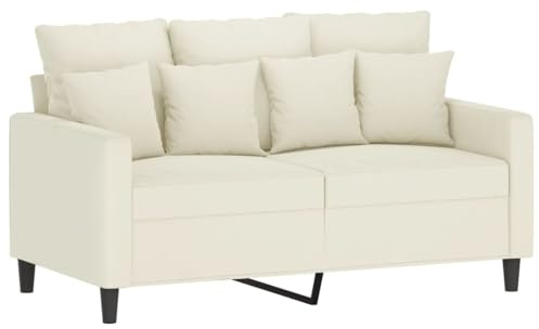 HEFZGDB 2-TLG. Sofagarnitur mit Kissen Creme Samt Gartenlounge Jugendsofa Kleine Sofa Big Sofa für Wohnbereich Empfangsraum Büro Schlafzimmer