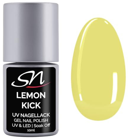 SN Nageldesign Lemon Kick UV Nagellack gelb 10 ml Gellack UV LED Gel soak off Farbgel Nail Polish für Gelnägel Acrylnägel Naturnägel Nageldesign