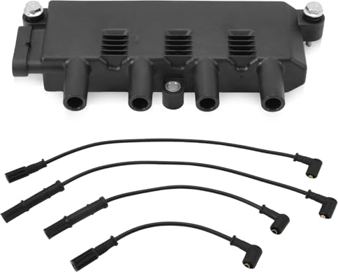 Fraylis Zündspule + Zündkabel + Zündmodul für Mito KA RU8 500 Doblo 223 Fiorino Grande Punto Evo 199 Panda 169 312 Qubo Siena Idea Ypsilon 55200112 9S5112029AB GN1049212B1