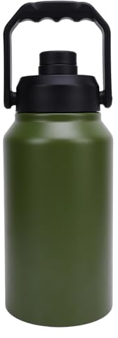 SENECESLI Stainless Steel Water Bottles 3L, Insulated Water Bottle with Lid Handle Wide Mouth for Gym and Hiking, Keep Cold 48H Hot 24H (Olive Green)