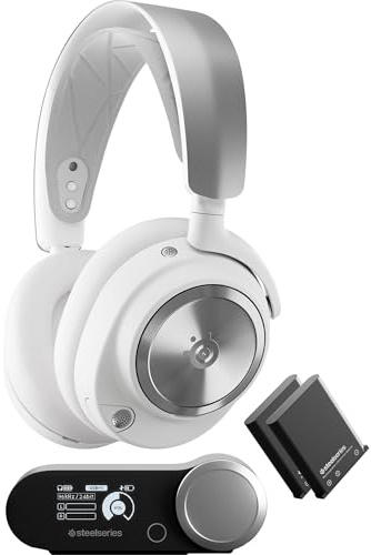 SteelSeries Arctis Nova Pro Wireless PS White Gaming Headset Headphones Lightweight Wireless for PS Enclosed High Resolution Active Noise Canceling Hi-Fi Sound 61526 White Adjustable (Renewed)
