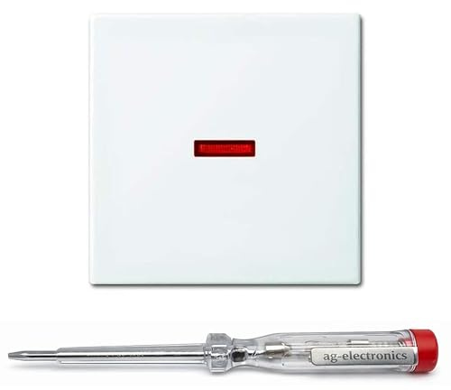 Spannungsprüfer 120-250V® + BUSCH-JAEGER Wippe 1789-914 Kontroll rot balance SI alpinweiß