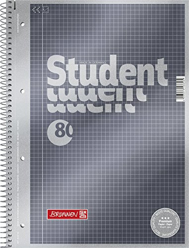 BRUNNEN Collegeblock Premium Student | A4, Lineatur 22, 80 Blatt, anthrazit