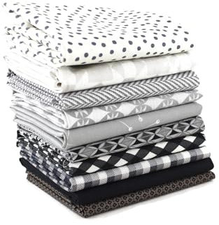 Patchwork-Stoffpaket, 45,72 x 53,34 cm, Schwarz, Weiß und Grau, 10 Stück