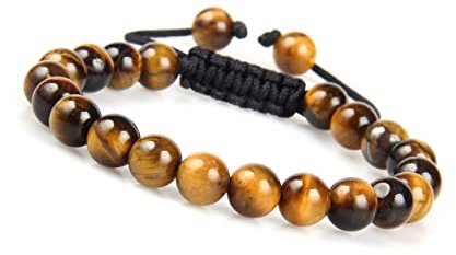 GD GOOD.designs Herren Armband aus echten Tigerperlen (Shamballa) Perlenarmband geflochten mit Tigerstein Tigerperle Tigerauge Tigerperlenarmband