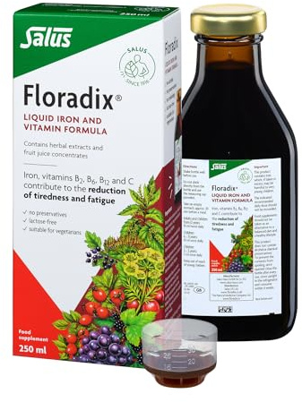 Salus Floradix Liquid Iron 250ml Supplement | Vitamin C & B-Complex, Reduces Tiredness, Vegetarian, No Preservatives, Suitable for Women, Men & Children 3+