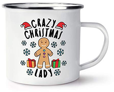 Crazy Christmas Lady Snowflakes Retro Enamel Mug Cup