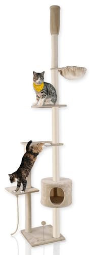 Lycce Katzenbaum Tower Kratzbaum deckenhoch Sisal Plüsch beige 230-260 cm