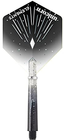 Unicorn Dart Shafts and Flights Set | Gripper 4 Elements Icestorm Combo Pack | Durable Polycarbonate | Two-Tone Black Gradient with Infused Specks | Long 41mm | 3 Stems and Flights