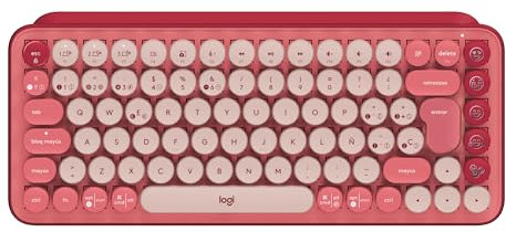 Logitech POP Keys Tastiera Meccanica Wireless con Tasti Emoji Personalizzabili, Layout Spagnolo QWERTY - Heartbreaker