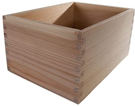 WooDeeDoo Small Wooden Desk Storage Box Open Top Unfinished Pine Container for Office Supplies Notes Paper Chargers Accessories Lidless Tray Workspace Organisation – 22 x 16 x 10 cm