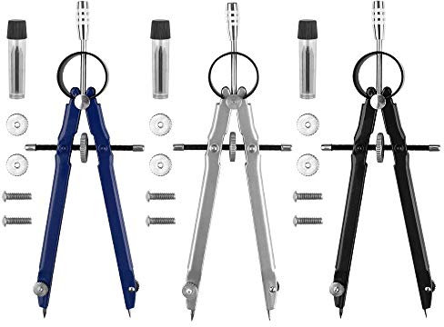 3 Stück Zirkel Schule Edelstahl Set, Zeichnen Zirkel Schnellverstellzirkel Metall Geometrie Kompass Geometrie Zirkel Set Präzis für Grundschule Schule Kinder Studenten (3 Farbe)